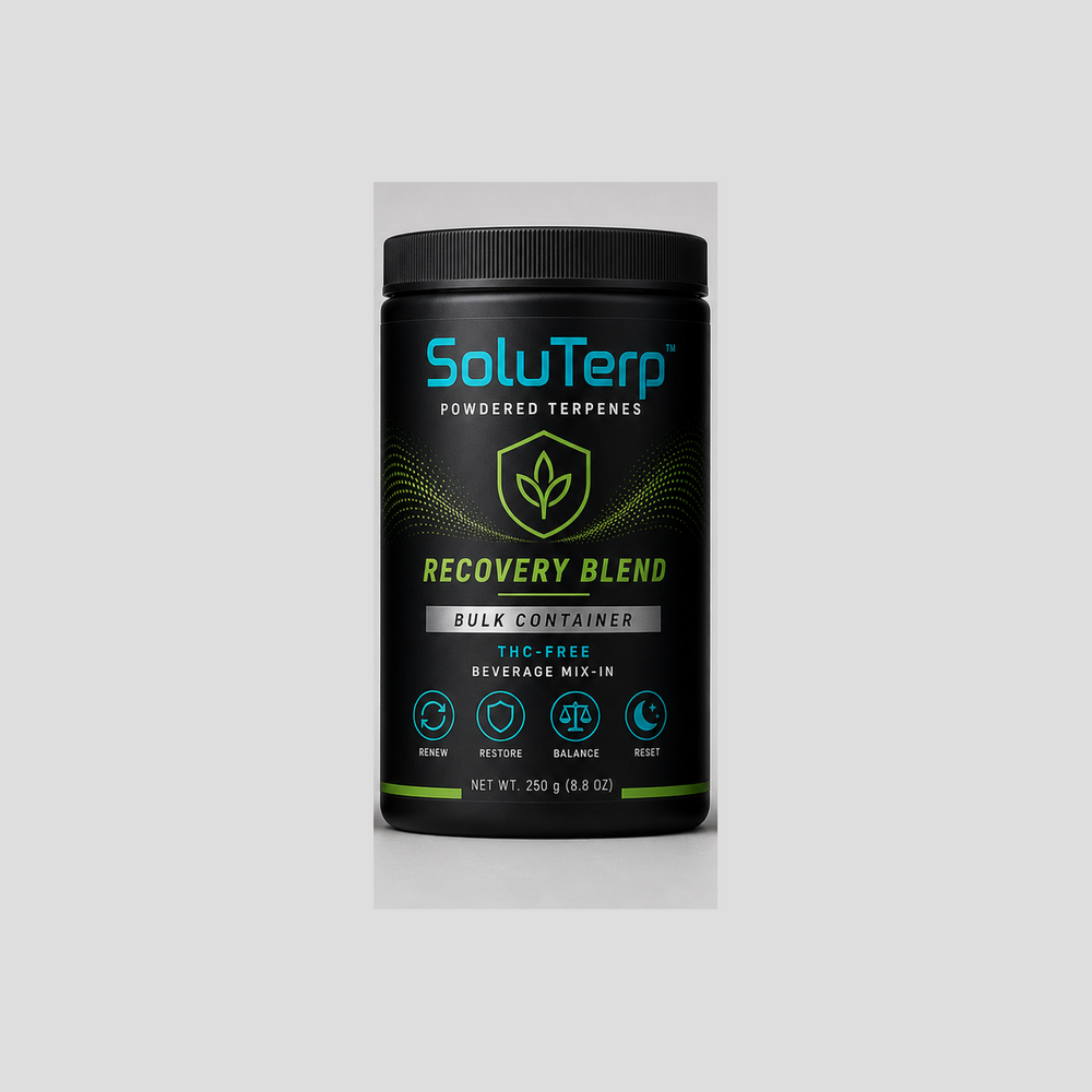 SoluTerp Recovery Blend bulk container concept for anti-inflammatory blend direction